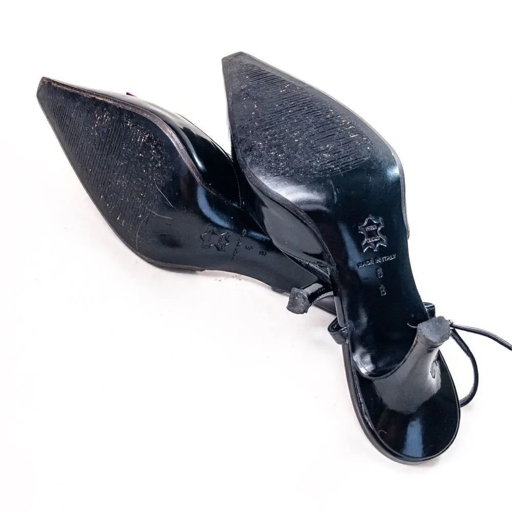 Versani Black Patent Knife Slingbacks Pink Gumball Sz 6B